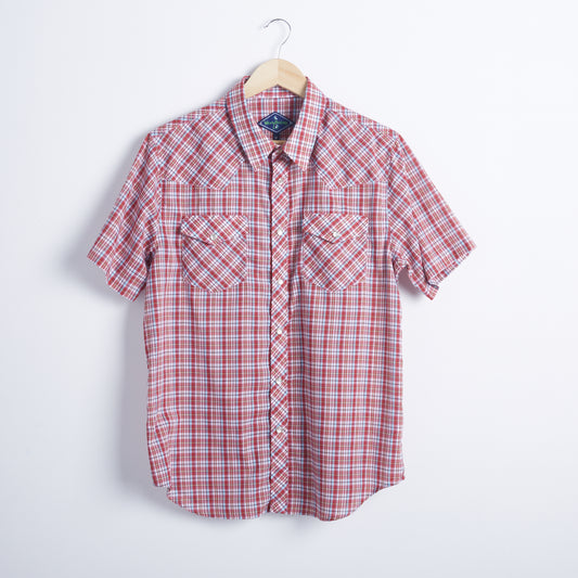 Men's Royal Red Plaid Short Sleeve Shirt