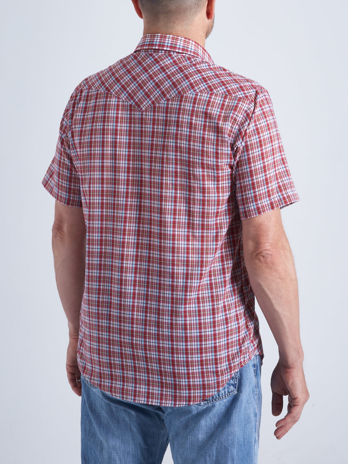 Men's Royal Red Plaid Short Sleeve Shirt