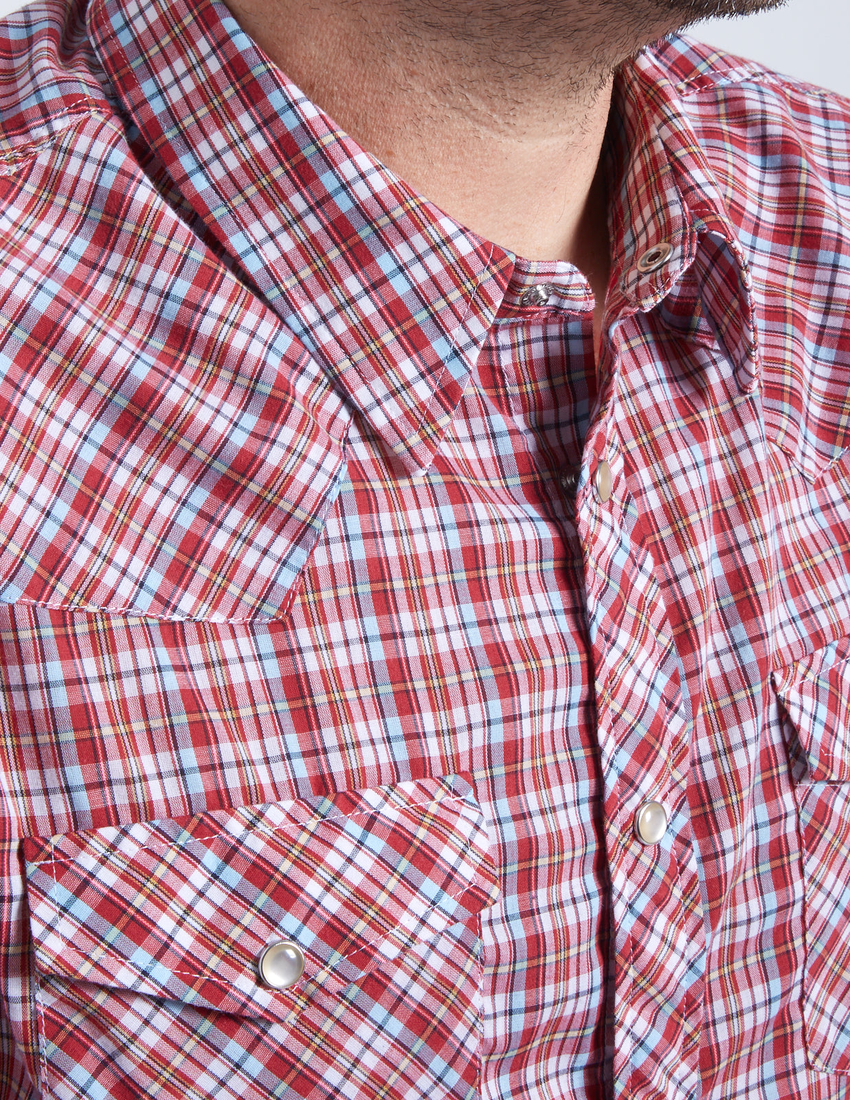 Men's Royal Red Plaid Short Sleeve Shirt