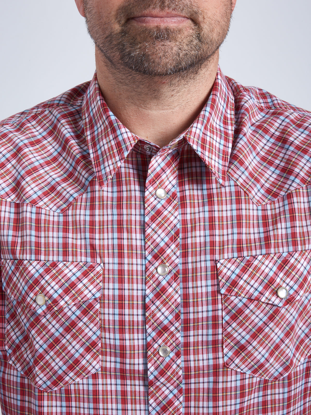 Men's Royal Red Plaid Long Sleeve Shirt