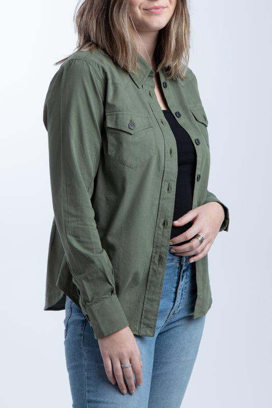 Women's Brushed Cotton Shirt | Moss