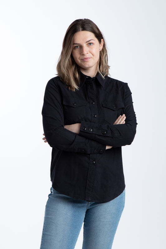Women's Brushed Cotton Shirt | Black