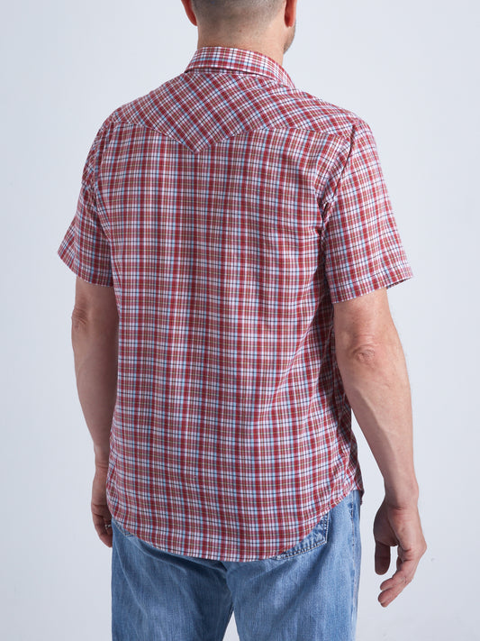 Men's Royal Red Plaid Short Sleeve Shirt